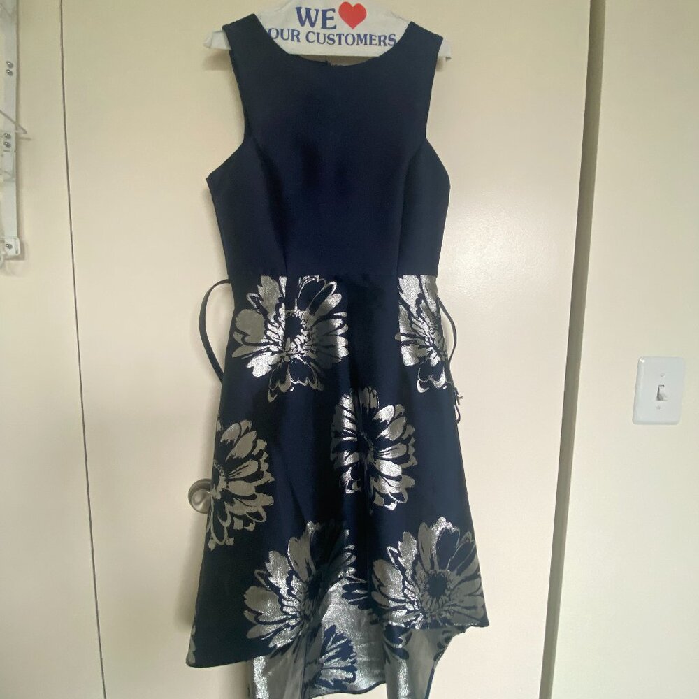 Elegant & Modern Navy High-Low Midi Dress